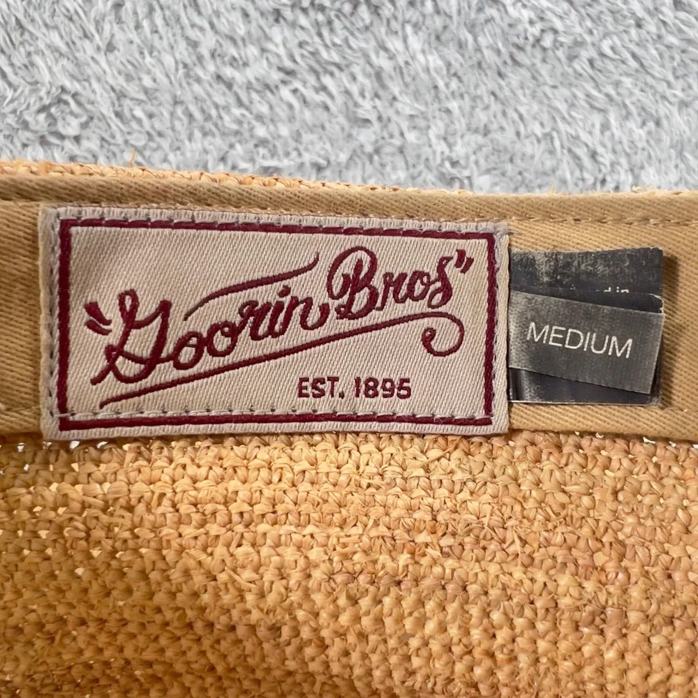 Goorin Bros Straw Haze Fedora Hat Mens M Tan Natural Braided Band 100% Raffia
